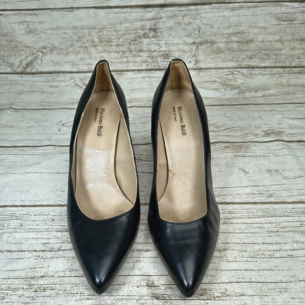 Massimo Baldi Black Leather Stilettos Women Size 39